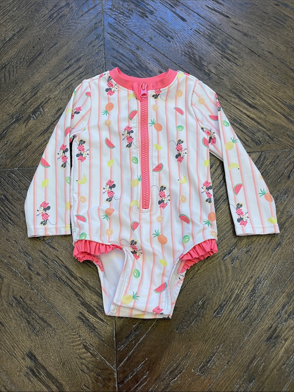 Disney Baby Long-Sleeve Minnie Mouse & Fruit Print One-Piece Rashguard